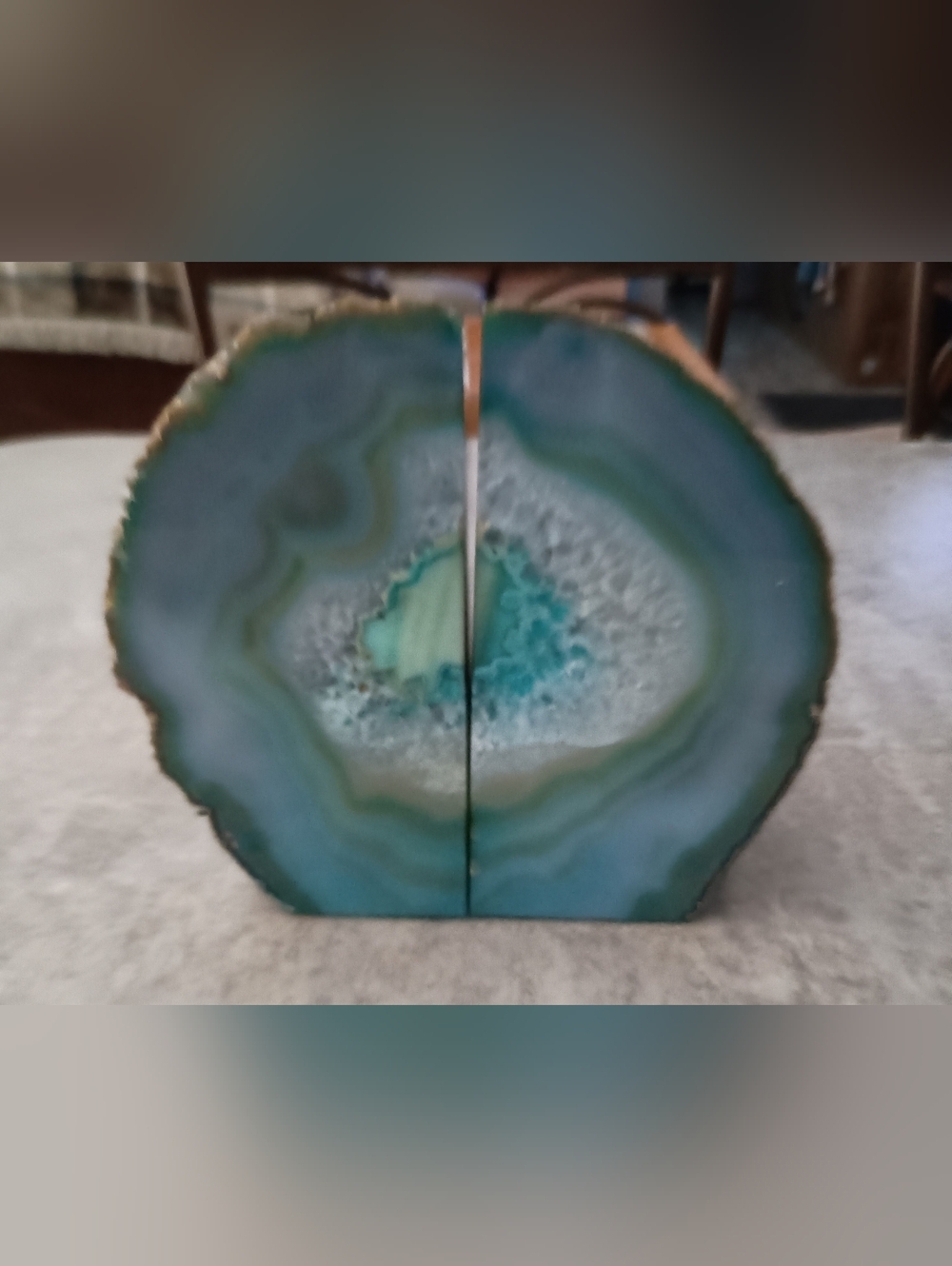 Teal Agate Geode Bookends - Home Accents